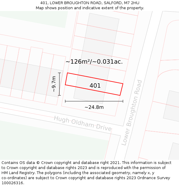 401, LOWER BROUGHTON ROAD, SALFORD, M7 2HU: Plot and title map