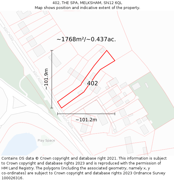 402, THE SPA, MELKSHAM, SN12 6QL: Plot and title map