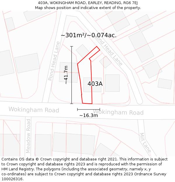 403A, WOKINGHAM ROAD, EARLEY, READING, RG6 7EJ: Plot and title map