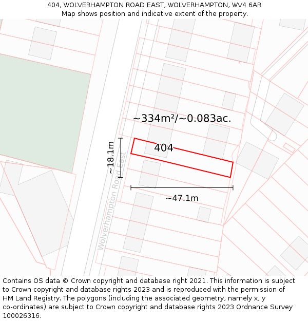 404, WOLVERHAMPTON ROAD EAST, WOLVERHAMPTON, WV4 6AR: Plot and title map