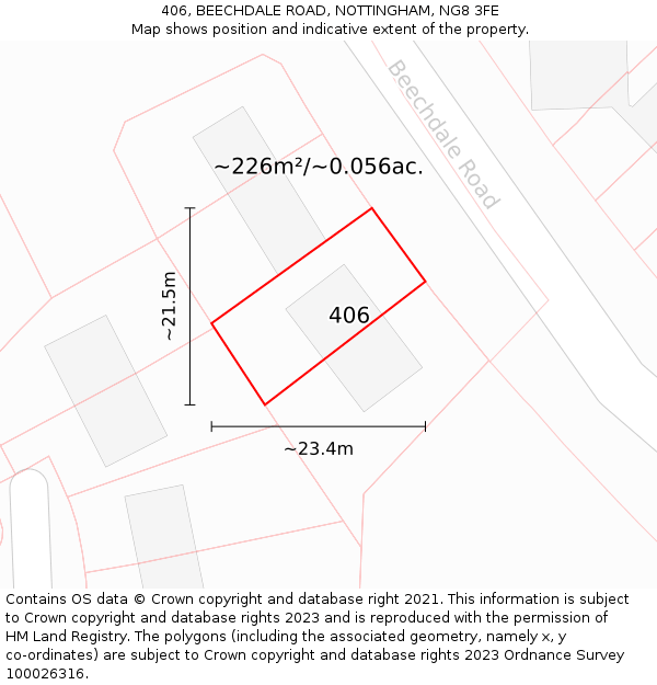 406, BEECHDALE ROAD, NOTTINGHAM, NG8 3FE: Plot and title map