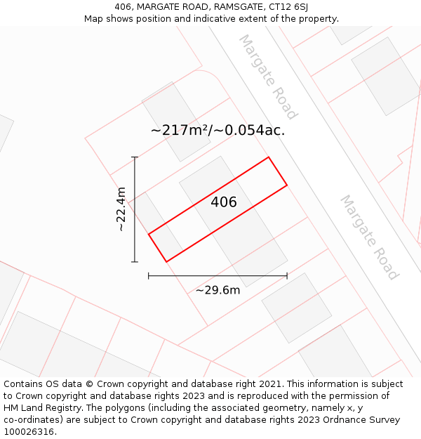 406, MARGATE ROAD, RAMSGATE, CT12 6SJ: Plot and title map