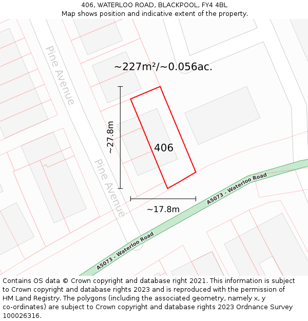 406, WATERLOO ROAD, BLACKPOOL, FY4 4BL: Plot and title map
