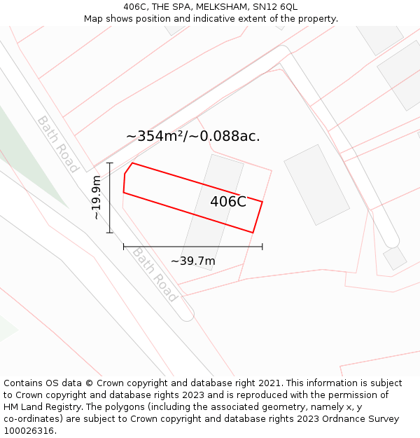 406C, THE SPA, MELKSHAM, SN12 6QL: Plot and title map
