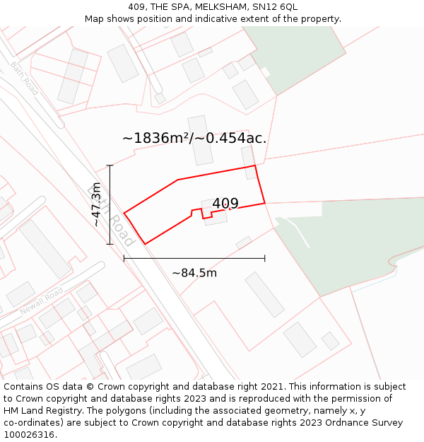 409, THE SPA, MELKSHAM, SN12 6QL: Plot and title map