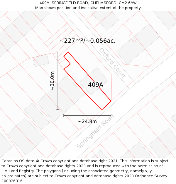 409A, SPRINGFIELD ROAD, CHELMSFORD, CM2 6AW: Plot and title map