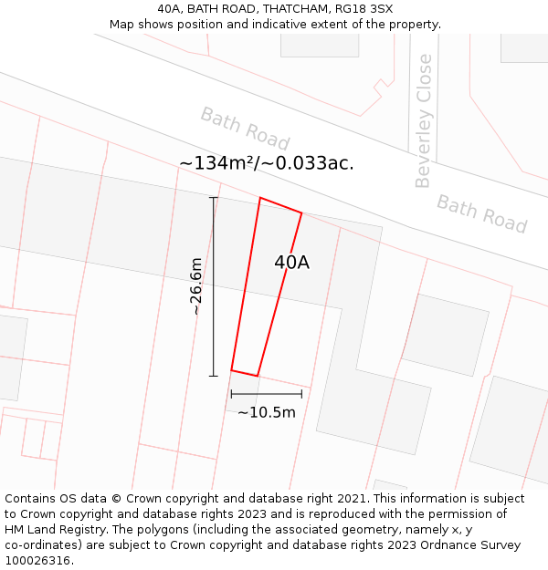 40A, BATH ROAD, THATCHAM, RG18 3SX: Plot and title map