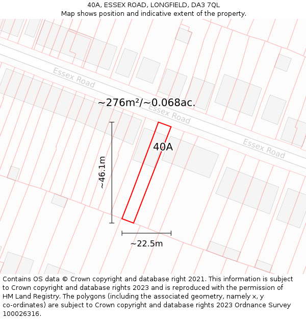 40A, ESSEX ROAD, LONGFIELD, DA3 7QL: Plot and title map