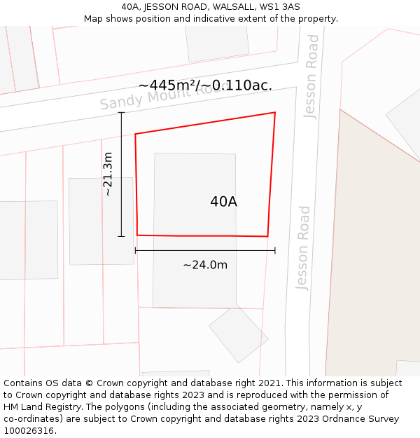 40A, JESSON ROAD, WALSALL, WS1 3AS: Plot and title map