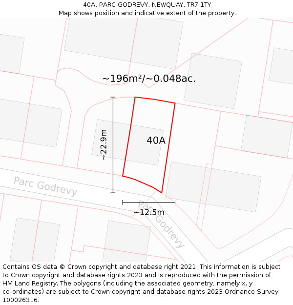 40A, PARC GODREVY, NEWQUAY, TR7 1TY: Plot and title map