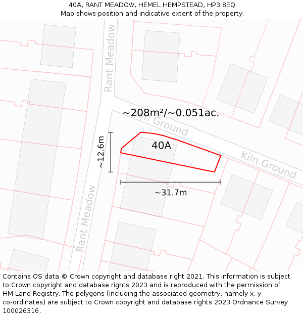 40A, RANT MEADOW, HEMEL HEMPSTEAD, HP3 8EQ: Plot and title map