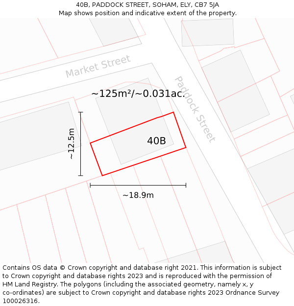 40B, PADDOCK STREET, SOHAM, ELY, CB7 5JA: Plot and title map