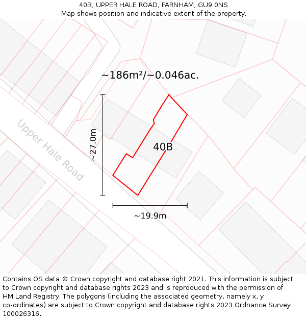40B, UPPER HALE ROAD, FARNHAM, GU9 0NS: Plot and title map