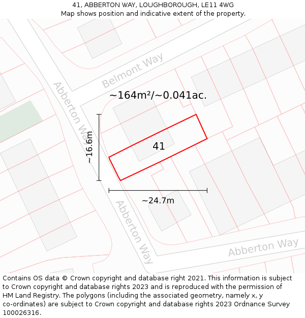 41, ABBERTON WAY, LOUGHBOROUGH, LE11 4WG: Plot and title map