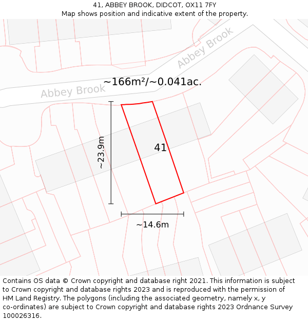 41, ABBEY BROOK, DIDCOT, OX11 7FY: Plot and title map
