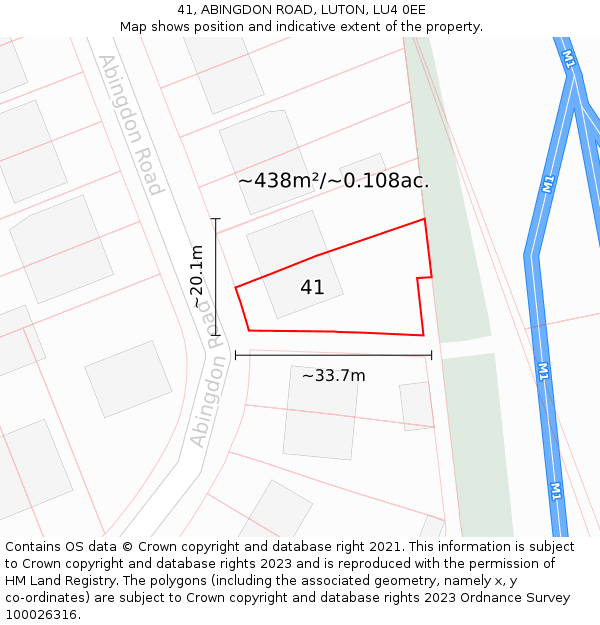 41, ABINGDON ROAD, LUTON, LU4 0EE: Plot and title map