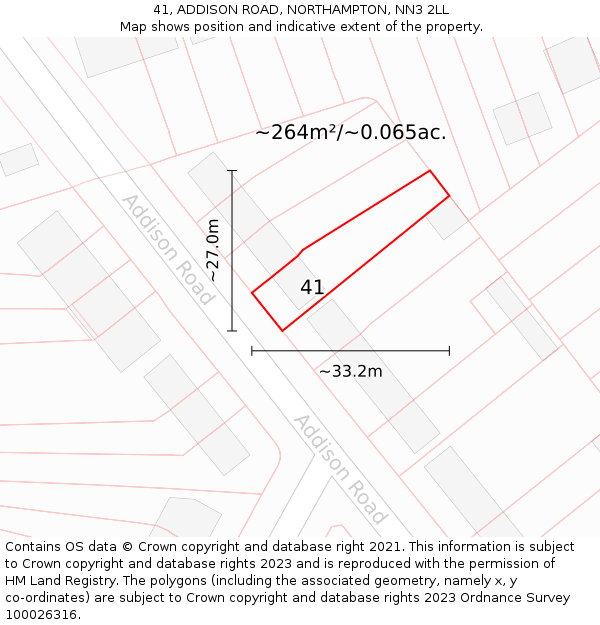 41, ADDISON ROAD, NORTHAMPTON, NN3 2LL: Plot and title map
