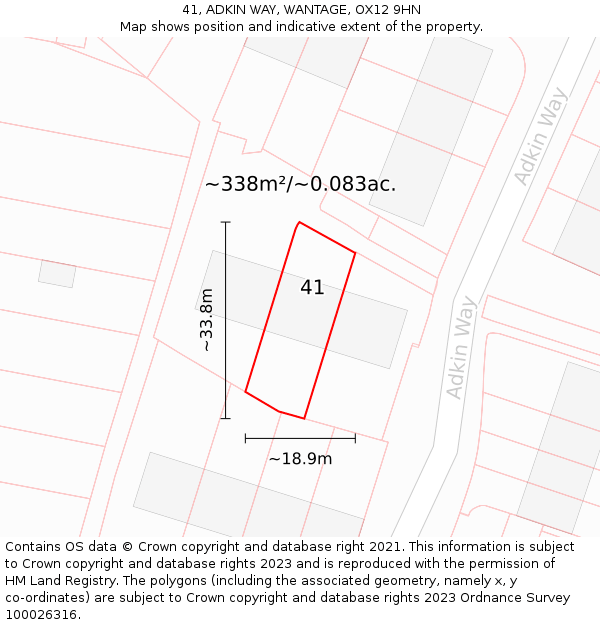 41, ADKIN WAY, WANTAGE, OX12 9HN: Plot and title map