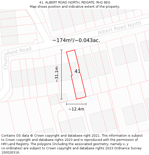 41, ALBERT ROAD NORTH, REIGATE, RH2 9EG: Plot and title map