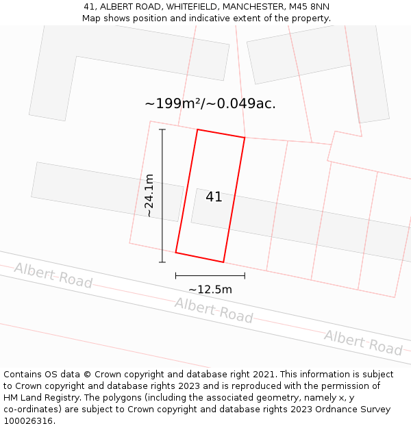 41, ALBERT ROAD, WHITEFIELD, MANCHESTER, M45 8NN: Plot and title map