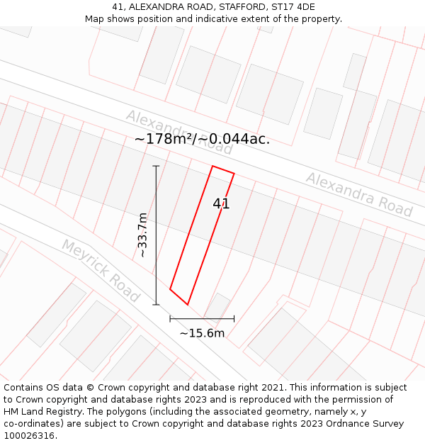 41, ALEXANDRA ROAD, STAFFORD, ST17 4DE: Plot and title map