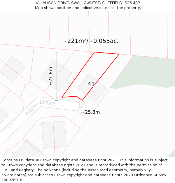 41, ALISON DRIVE, SWALLOWNEST, SHEFFIELD, S26 4RP: Plot and title map