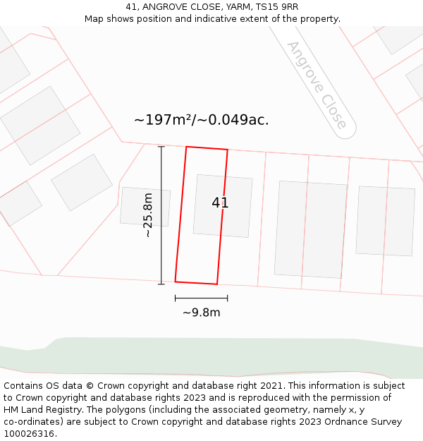41, ANGROVE CLOSE, YARM, TS15 9RR: Plot and title map