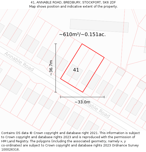41, ANNABLE ROAD, BREDBURY, STOCKPORT, SK6 2DF: Plot and title map