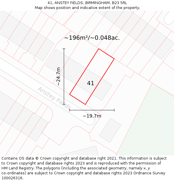 41, ANSTEY FIELDS, BIRMINGHAM, B23 5RL: Plot and title map