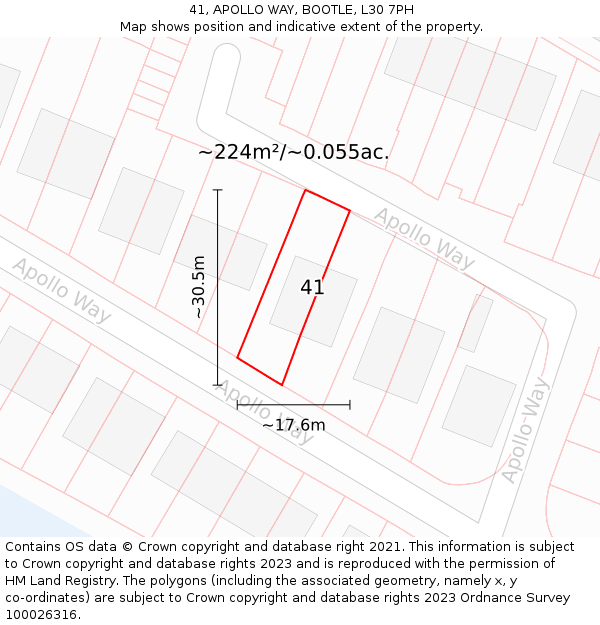 41, APOLLO WAY, BOOTLE, L30 7PH: Plot and title map