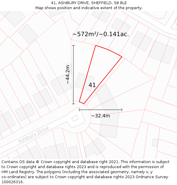 41, ASHBURY DRIVE, SHEFFIELD, S8 8LE: Plot and title map
