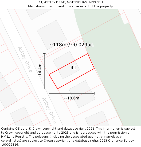 41, ASTLEY DRIVE, NOTTINGHAM, NG3 3EU: Plot and title map