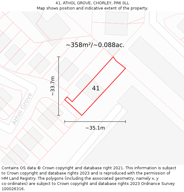 41, ATHOL GROVE, CHORLEY, PR6 0LL: Plot and title map