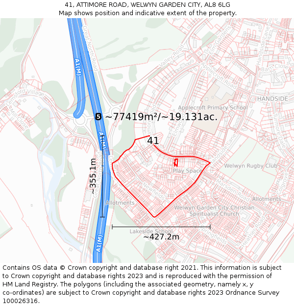 41, ATTIMORE ROAD, WELWYN GARDEN CITY, AL8 6LG: Plot and title map