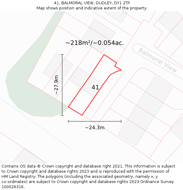 41, BALMORAL VIEW, DUDLEY, DY1 2TP: Plot and title map