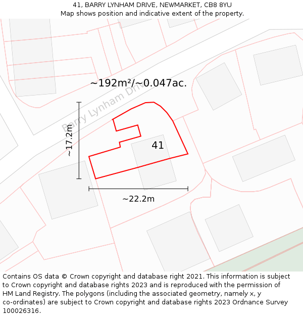 41, BARRY LYNHAM DRIVE, NEWMARKET, CB8 8YU: Plot and title map