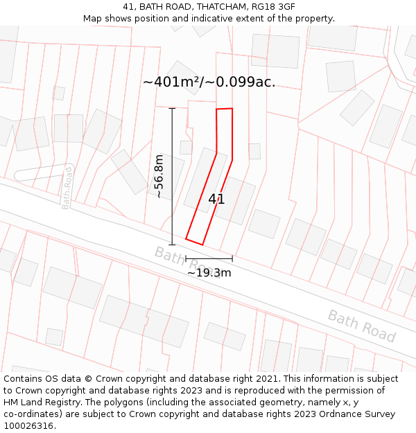 41, BATH ROAD, THATCHAM, RG18 3GF: Plot and title map