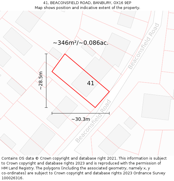 41, BEACONSFIELD ROAD, BANBURY, OX16 9EP: Plot and title map