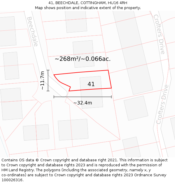 41, BEECHDALE, COTTINGHAM, HU16 4RH: Plot and title map