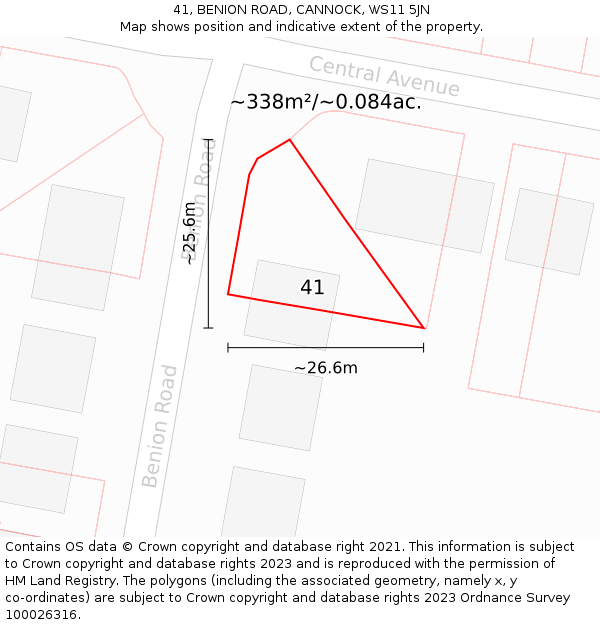 41, BENION ROAD, CANNOCK, WS11 5JN: Plot and title map