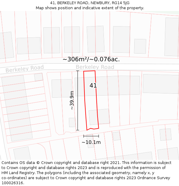 41, BERKELEY ROAD, NEWBURY, RG14 5JG: Plot and title map