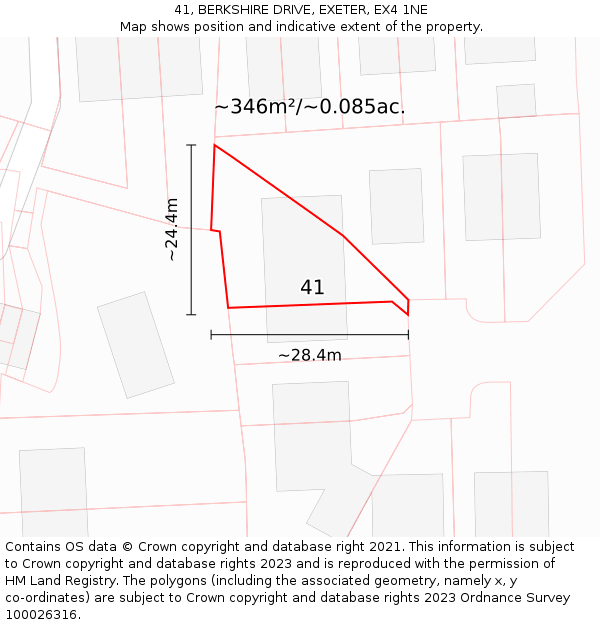 41, BERKSHIRE DRIVE, EXETER, EX4 1NE: Plot and title map