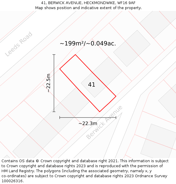 41, BERWICK AVENUE, HECKMONDWIKE, WF16 9AF: Plot and title map