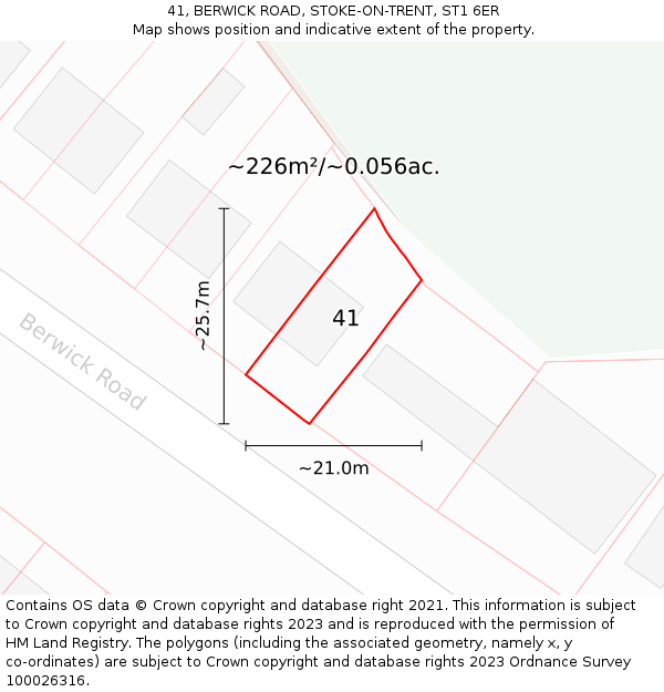 41, BERWICK ROAD, STOKE-ON-TRENT, ST1 6ER: Plot and title map