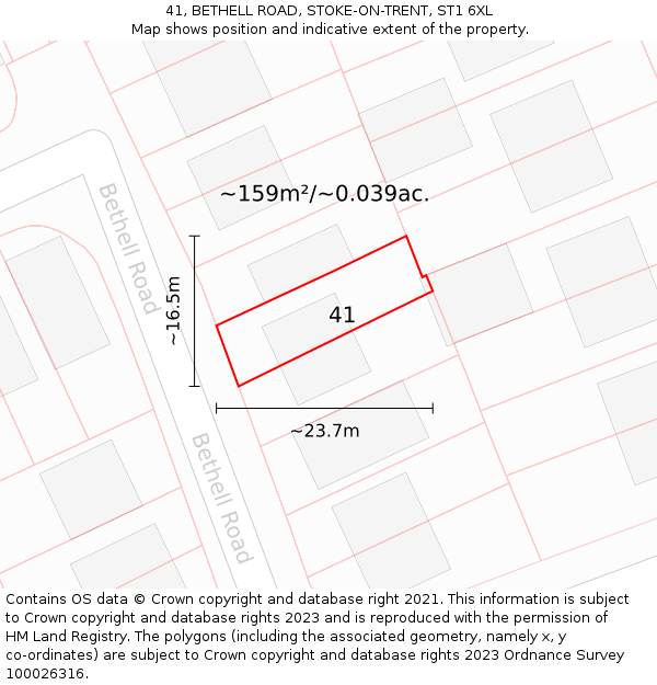 41, BETHELL ROAD, STOKE-ON-TRENT, ST1 6XL: Plot and title map
