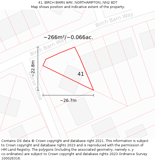 41, BIRCH BARN WAY, NORTHAMPTON, NN2 8DT: Plot and title map