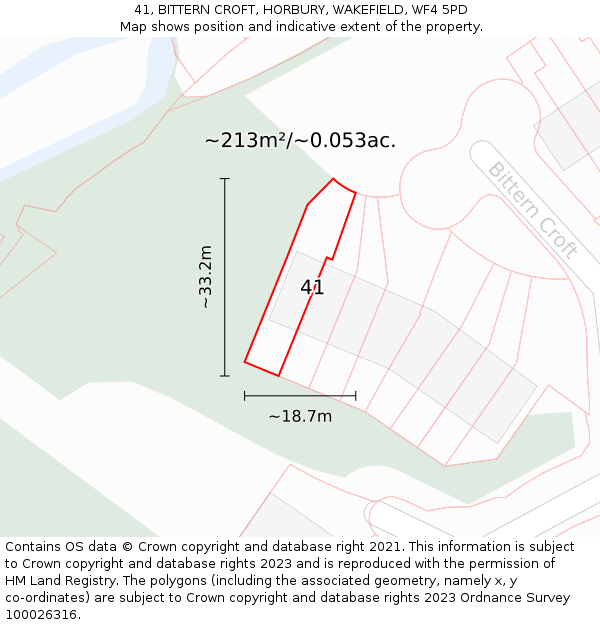 41, BITTERN CROFT, HORBURY, WAKEFIELD, WF4 5PD: Plot and title map
