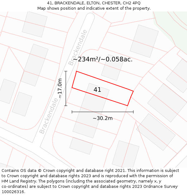 41, BRACKENDALE, ELTON, CHESTER, CH2 4PQ: Plot and title map