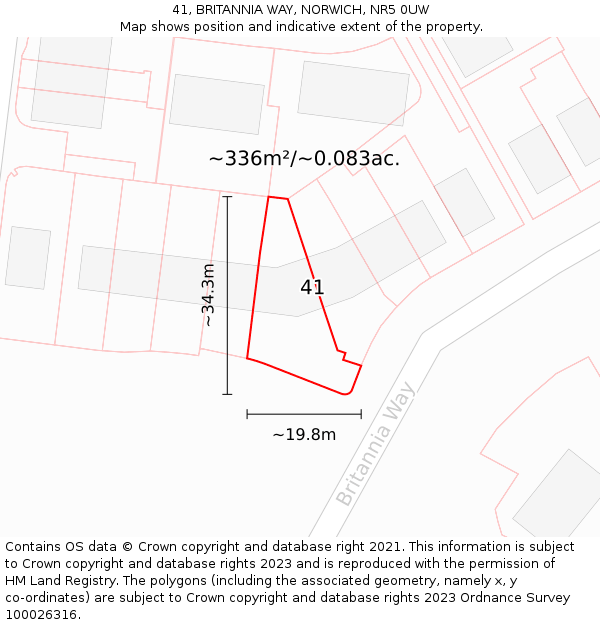 41, BRITANNIA WAY, NORWICH, NR5 0UW: Plot and title map