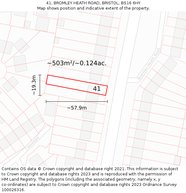 41, BROMLEY HEATH ROAD, BRISTOL, BS16 6HY: Plot and title map